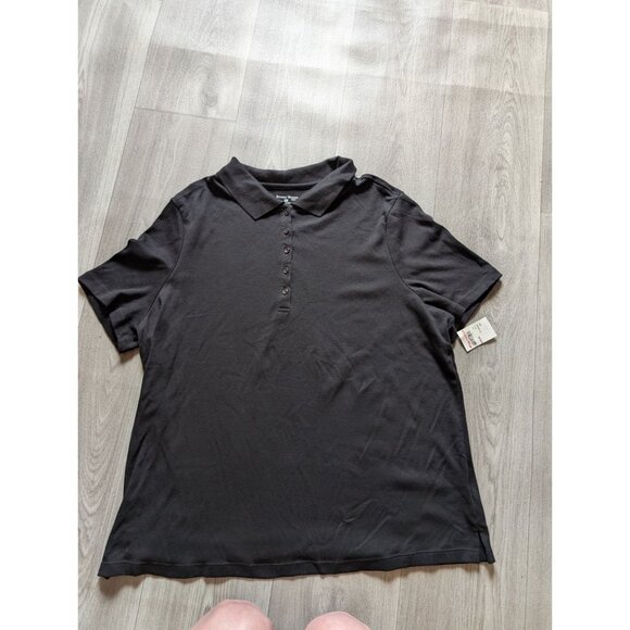 Studio Works Womens Black Polo Shirt 2X Button-Up Collar Lightweight Casual - Picture 5 of 7
